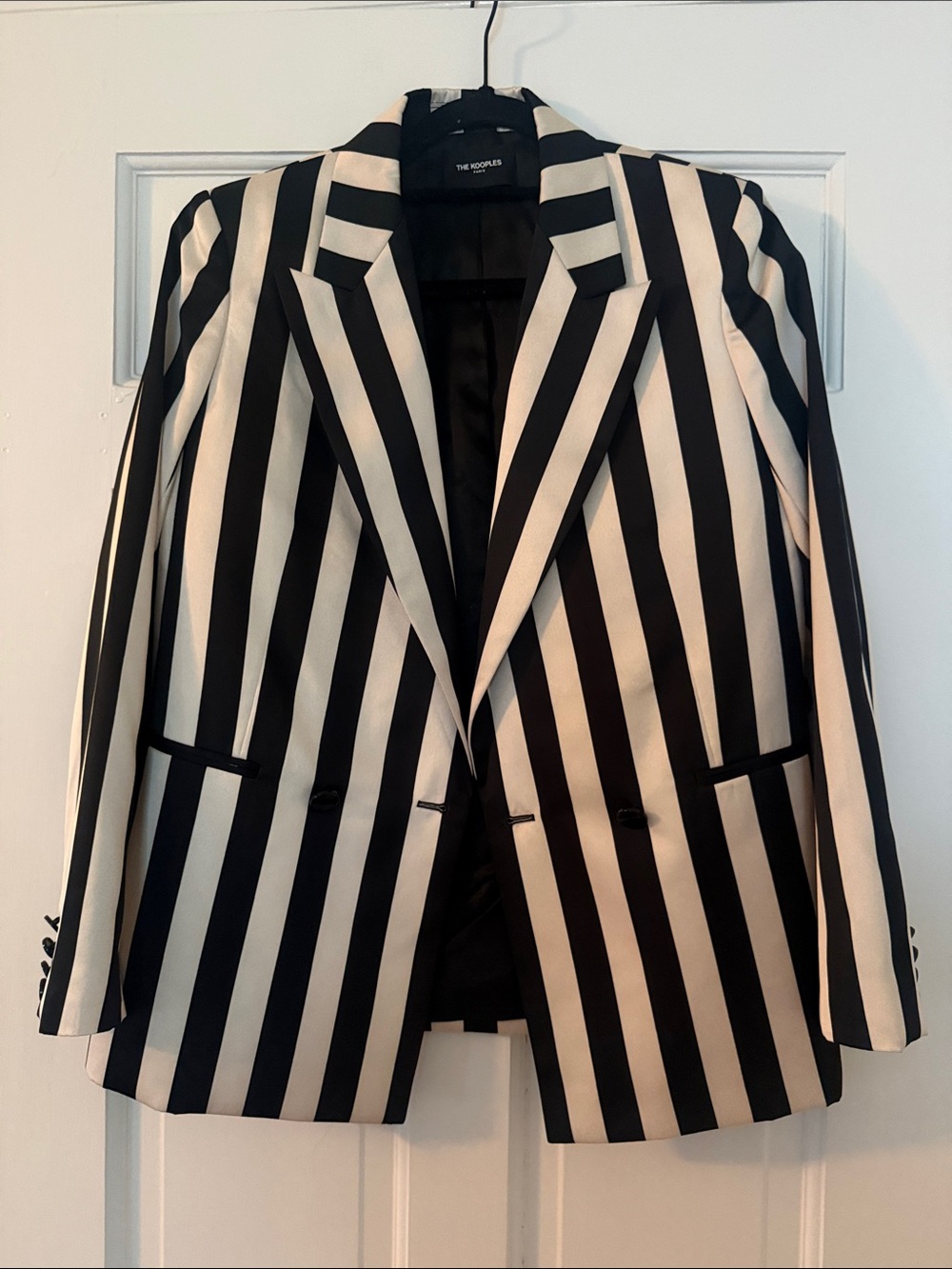 The Kooples Black & White Vertical Stripe Blazer